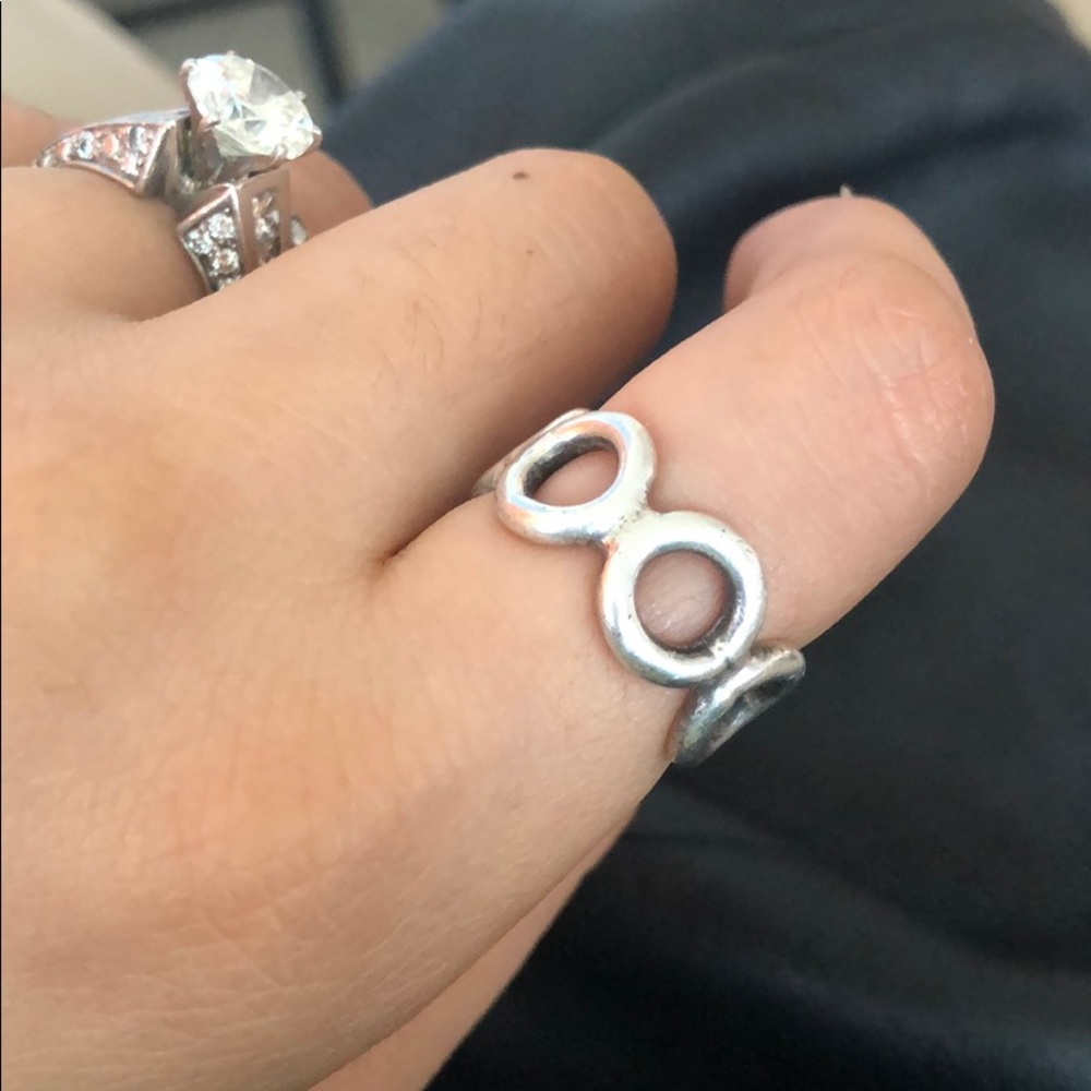 Sterling silver open circle wide band ring